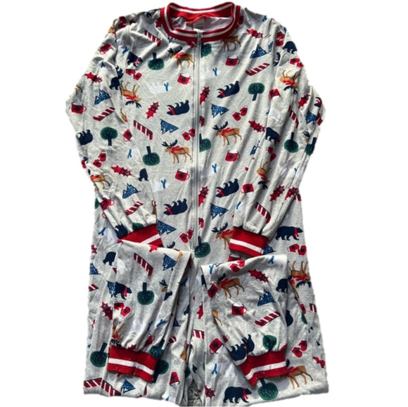 Holiday #FamJams Onsie Footless Full Piece Pjs, Youth Large - Picture 1 of 3